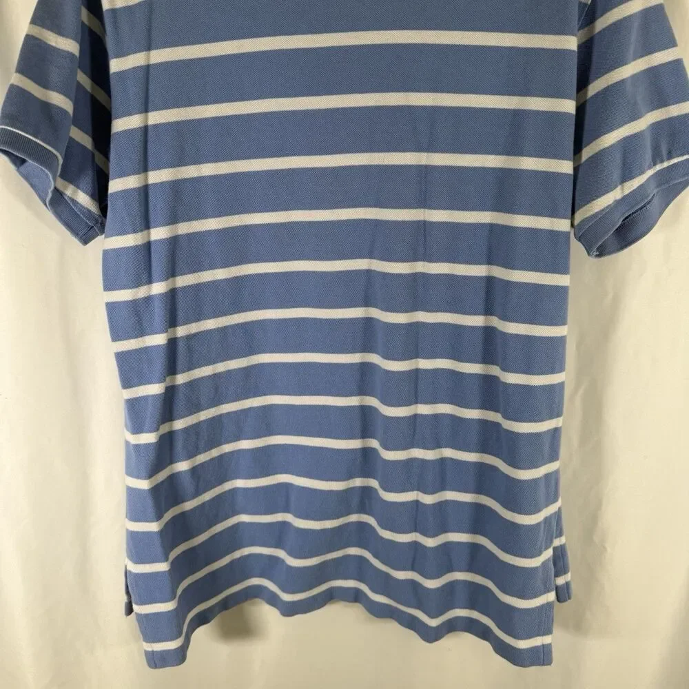 Polo Ralph Lauren Polo Shirt Mens XL Blue Striped Short Sleeve Custom Fit Cotton